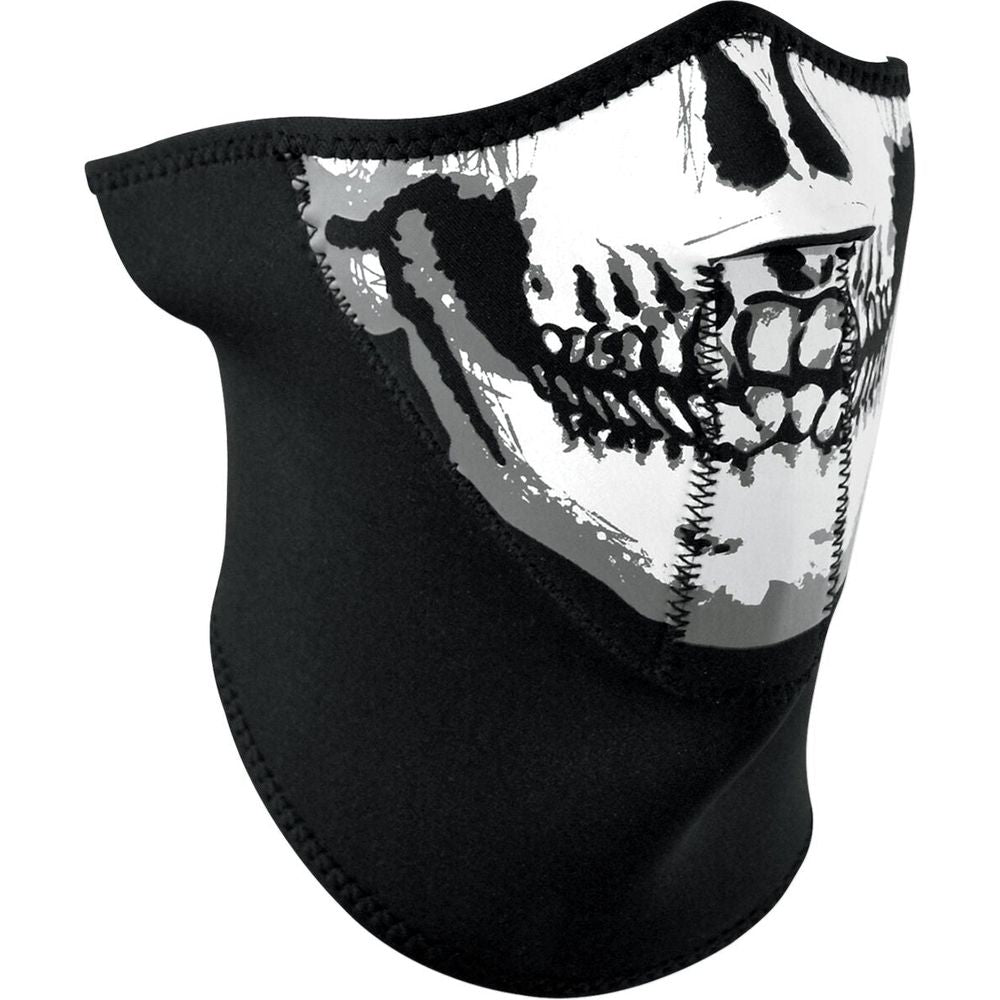 ZAN 3-Panel Neoprene Skull Half Mask With Neck Shield Black / White