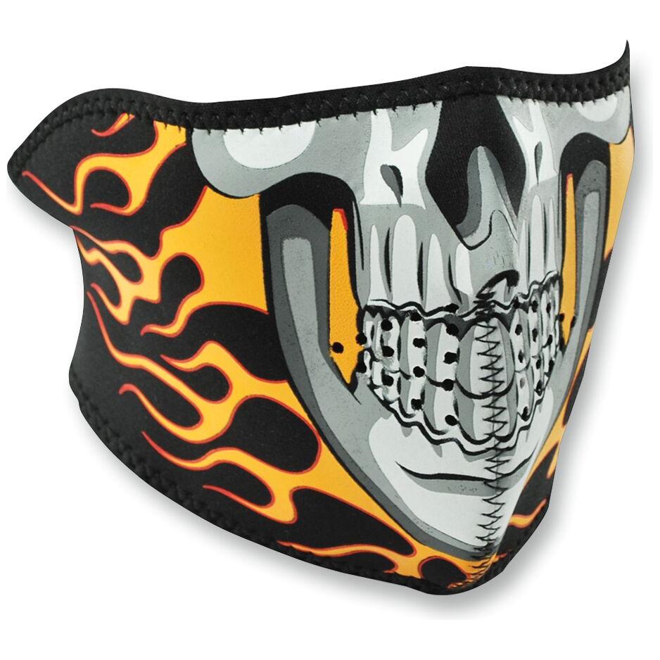 ZAN Neoprene Burning Skull Half Mask Black / Grey / Yellow