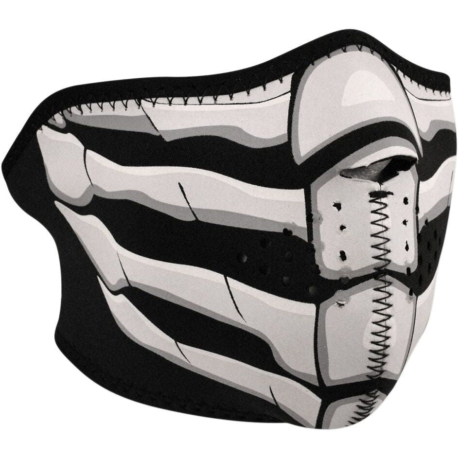 ZAN Neoprene Glow In the Dark Bone Breath Half Mask Black / Grey / White