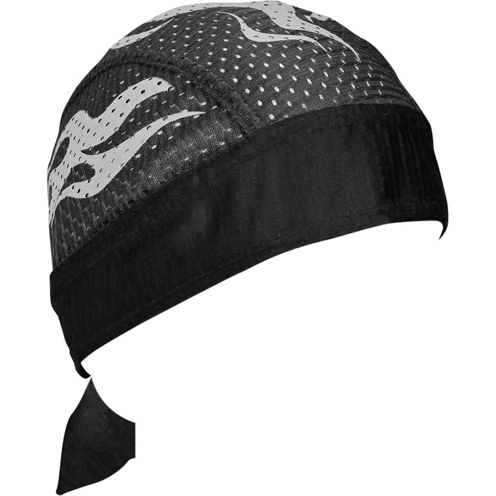 ZAN Flydanna Reflective Flames Vented Sport Headwrap Black / White FREE 1 YEAR Returns, FREE UK Delivery | ThrottleChimp