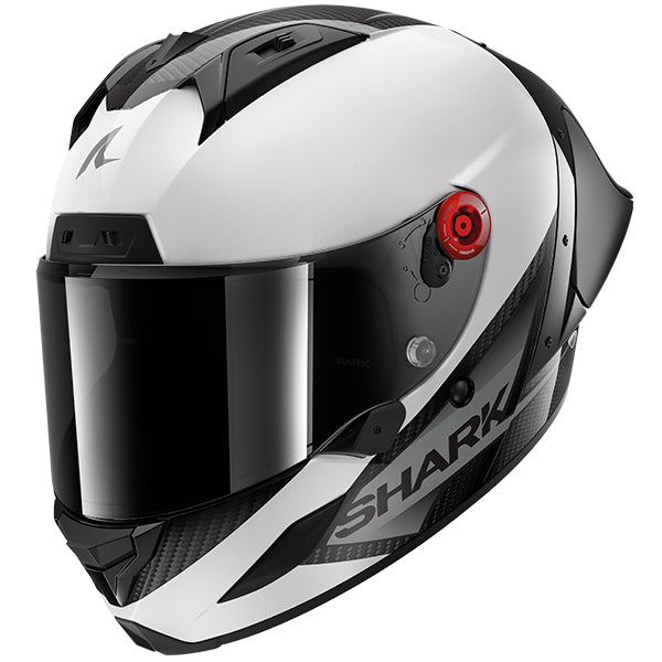 Shark Aeron-GP Full Face Helmet Blank SP White / Carbon / Black FREE 1 YEAR Returns, FREE UK Delivery | ThrottleChimp