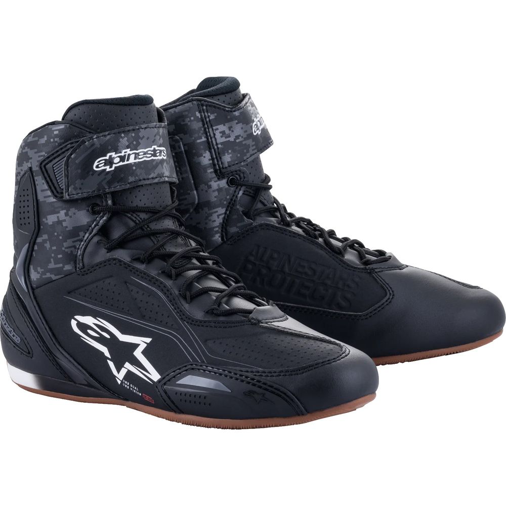 Alpinestars Faster-3 Shoes Black / Dark Grey / Gum FREE 1 YEAR Returns, FREE UK Delivery | ThrottleChimp