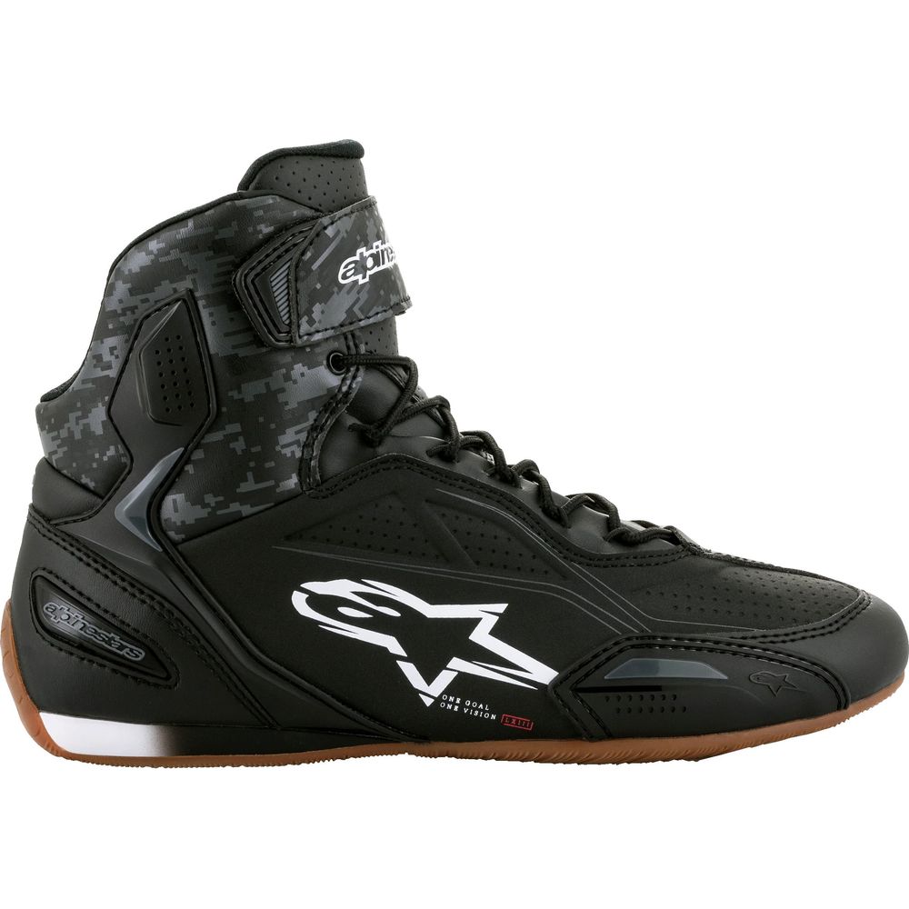 Alpinestars Faster-3 Shoes Black / Dark Grey / Gum FREE 1 YEAR Returns, FREE UK Delivery | ThrottleChimp