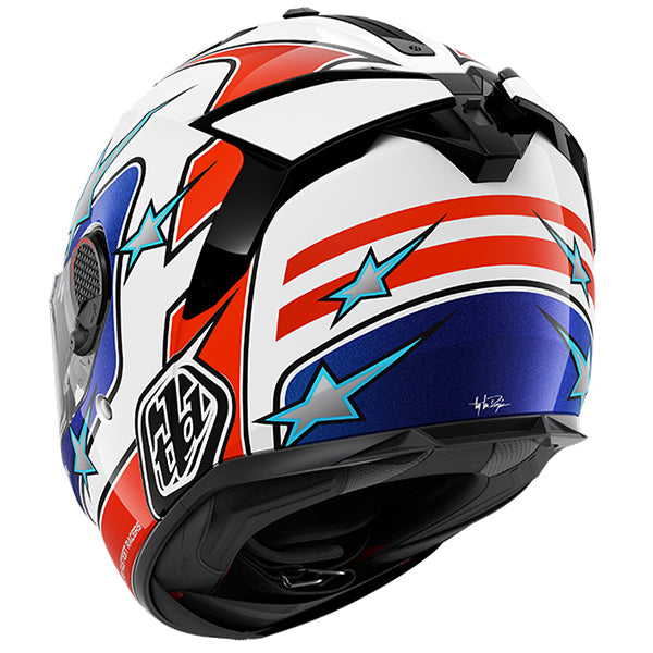 Shark x Troy Lee Designs Spartan GT Pro Full Face Helmet Flagstaff White / Blue / Red (Image 3) - ThrottleChimp