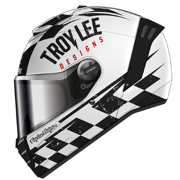 Shark x Troy Lee Designs Spartan RS Full Face Helmet Raceshop White / Black / Red - ThrottleChimp