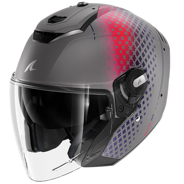 Shark RS Jet Open Face Helmet Stride Matt Silver / Purple / Blue FREE 1 YEAR Returns, FREE UK Delivery | ThrottleChimp