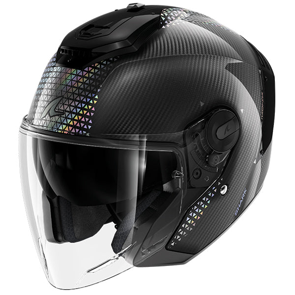 Shark RS Jet Carbon Open Face Helmet Ikonik Black / Silver / Pearl FREE 1 YEAR Returns, FREE UK Delivery | ThrottleChimp