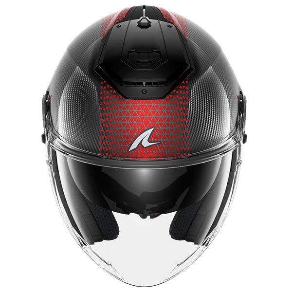 Shark RS Jet Carbon Open Face Helmet Ikonik Carbon / Red / Chrome FREE 1 YEAR Returns, FREE UK Delivery | ThrottleChimp