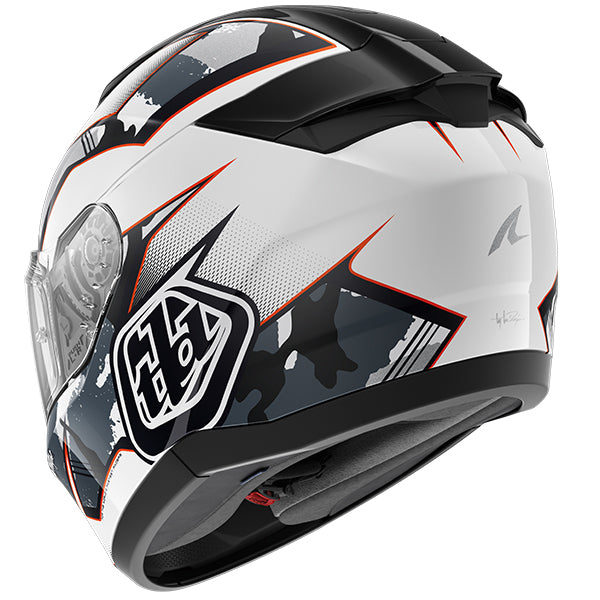 Shark x Troy Lee Designs Ridill 2 Full Face Helmet Matrix Camo White / Silver / Red (Image 3) - ThrottleChimp