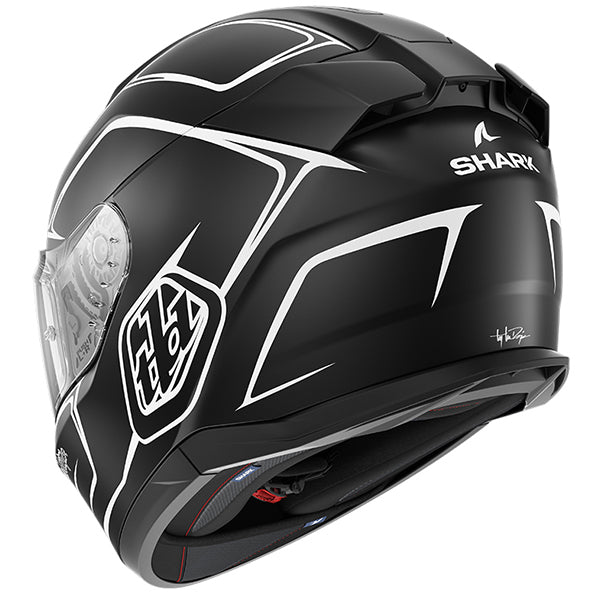 Shark x Troy Lee Designs D-Skwal 3 Full Face Helmet Drone Matt Black / White (Image 3) - ThrottleChimp