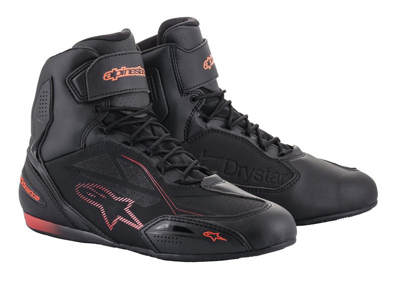 Alpinestars Faster-3 Drystar Shoes Black / Fluo Red FREE 1 YEAR Returns, FREE UK Delivery | ThrottleChimp