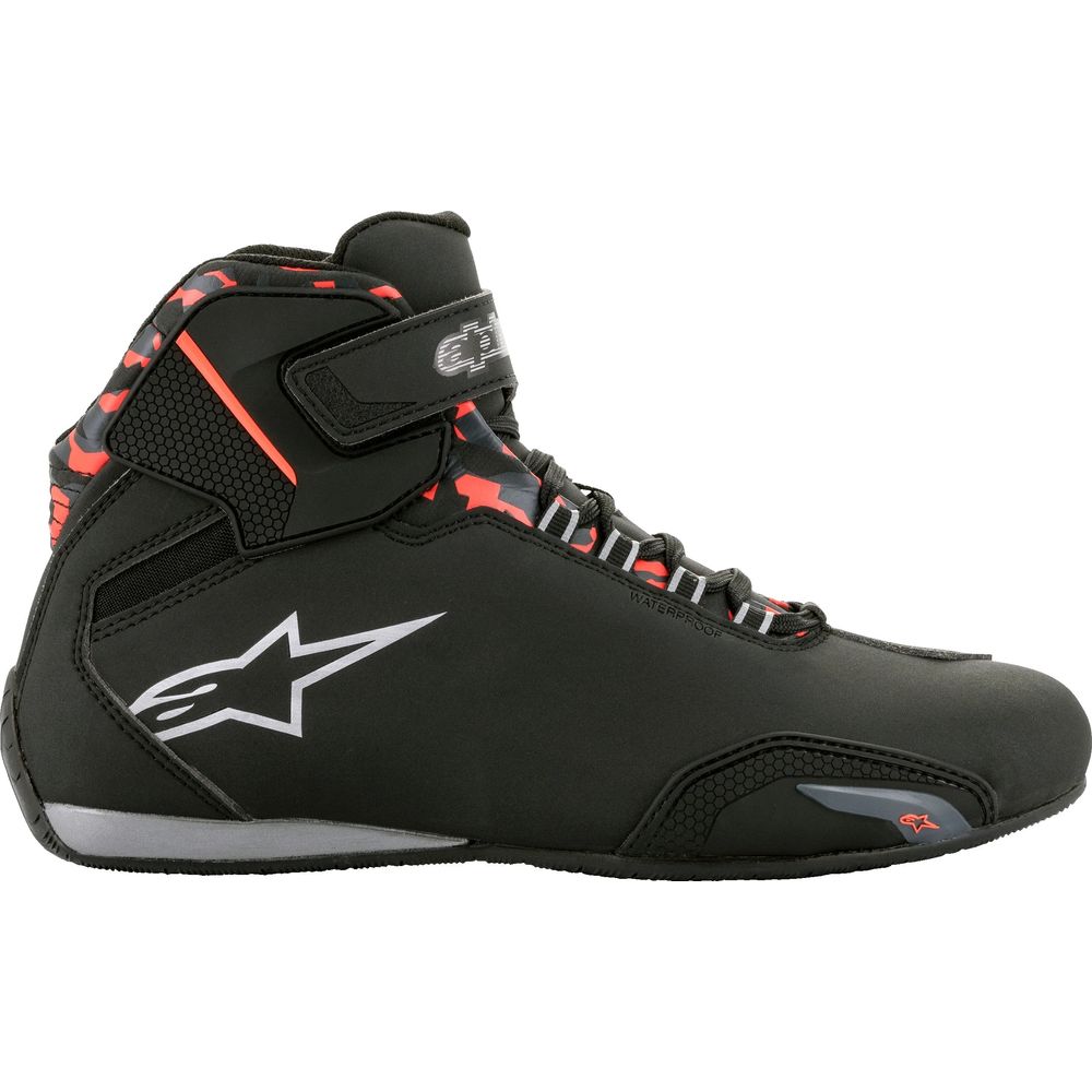 Alpinestars Sektor Waterproof Riding Shoes Black / Dark Grey / Fluo Red (Image 7) - ThrottleChimp