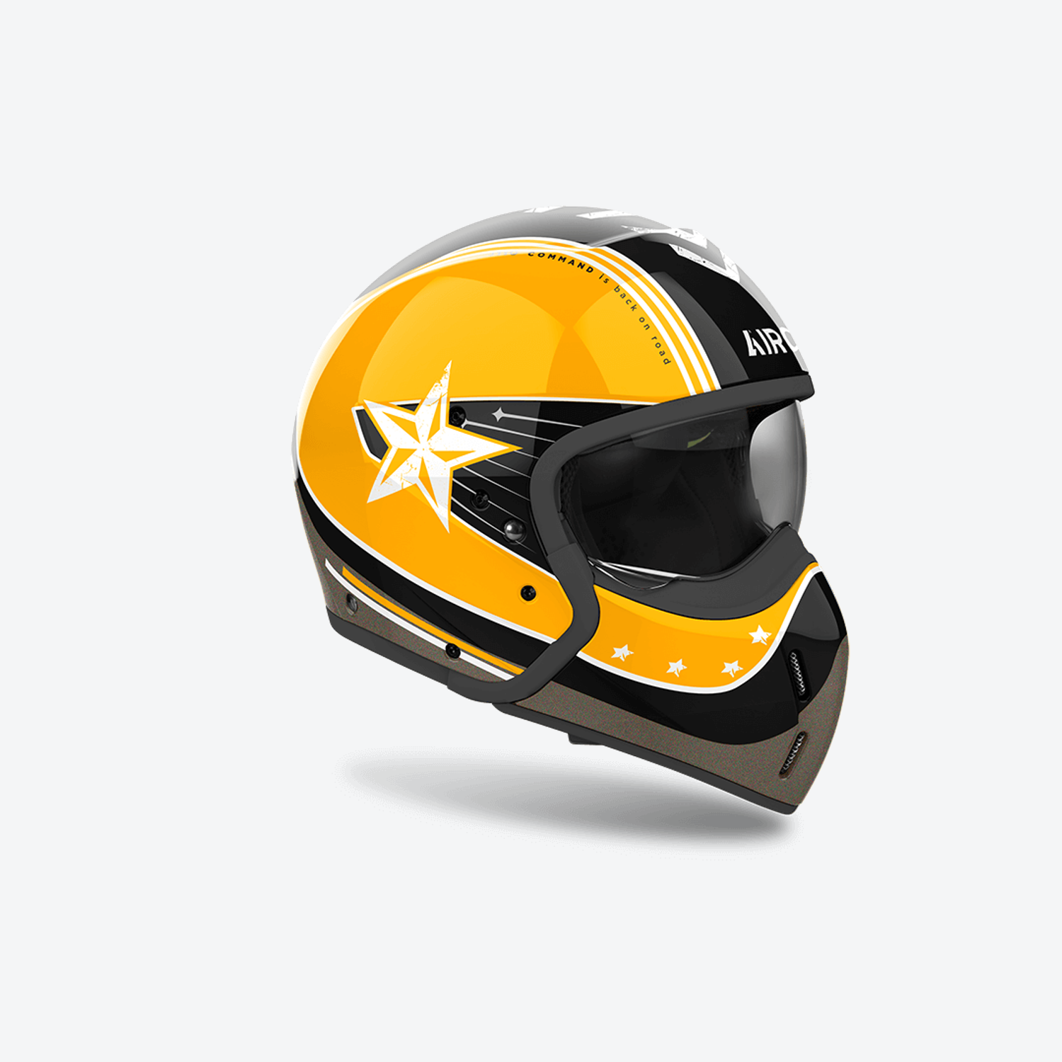 Airoh J-110 Convertible Helmet Command Gloss Yellow FREE 1 YEAR Returns, FREE UK Delivery | ThrottleChimp