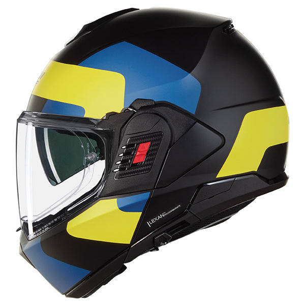 Nolan N120-1 Omocromo Modular Flip-Up Helmet Black / Yellow / Blue FREE 1 YEAR Returns, FREE UK Delivery | ThrottleChimp