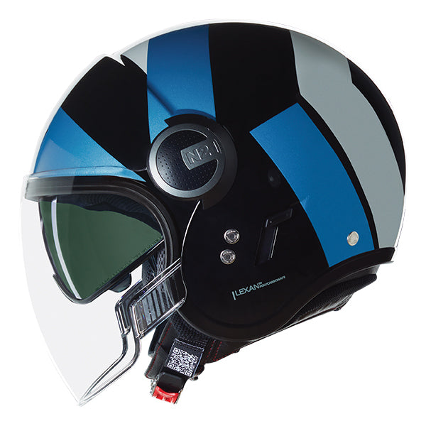 Nolan N21 Visor 06 Tangente Open Face Helmet Black / Blue / Silver FREE 1 YEAR Returns, FREE UK Delivery | ThrottleChimp