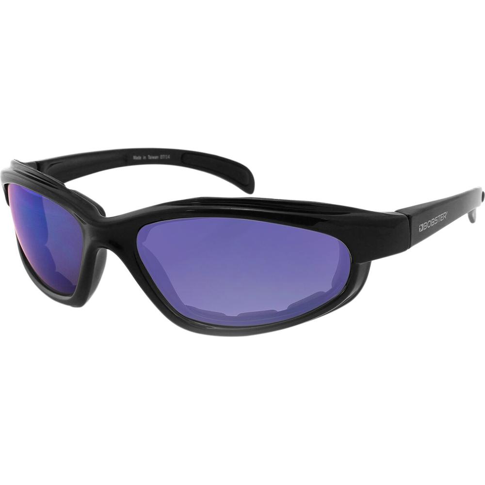 Bobster Fat Boy Adventure Sunglasses Black With Mirrored Cyan Smoke Lenses