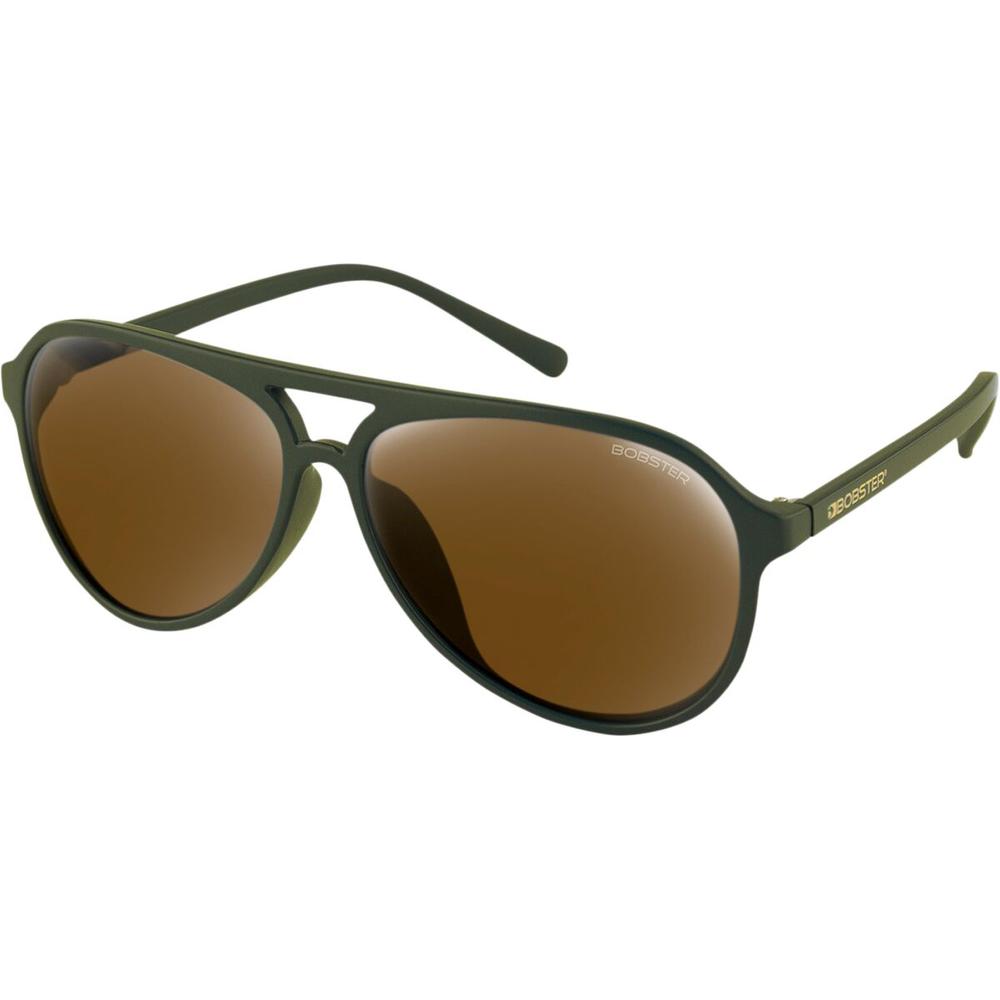 Bobster Maverick Sunglasses Matt Olive / Mirror Brown HD Gold