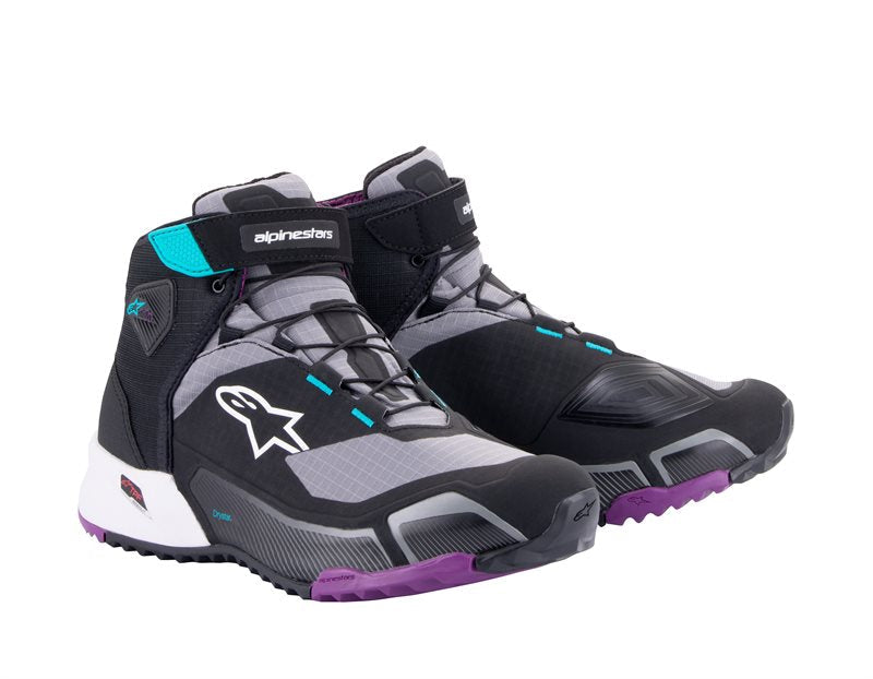 Alpinestars CR-X Ladies Drystar Riding Shoes Black / Grey / Plum Teal FREE 1 YEAR Returns, FREE UK Delivery | ThrottleChimp