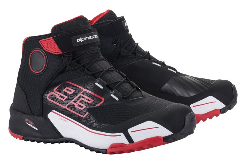 Alpinestars MM93 CR-X Drystar Riding Shoes Black / Red / White FREE 1 YEAR Returns, FREE UK Delivery | ThrottleChimp