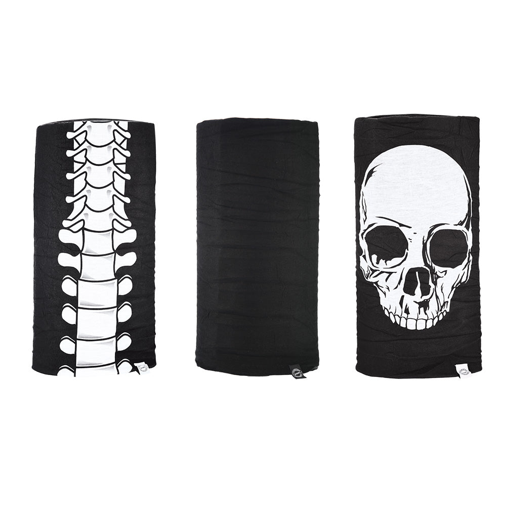 Oxford Skeleton Comfy Multifunctional Head & Neckwear Black / White - Pack Of 3 (Image 2) - ThrottleChimp