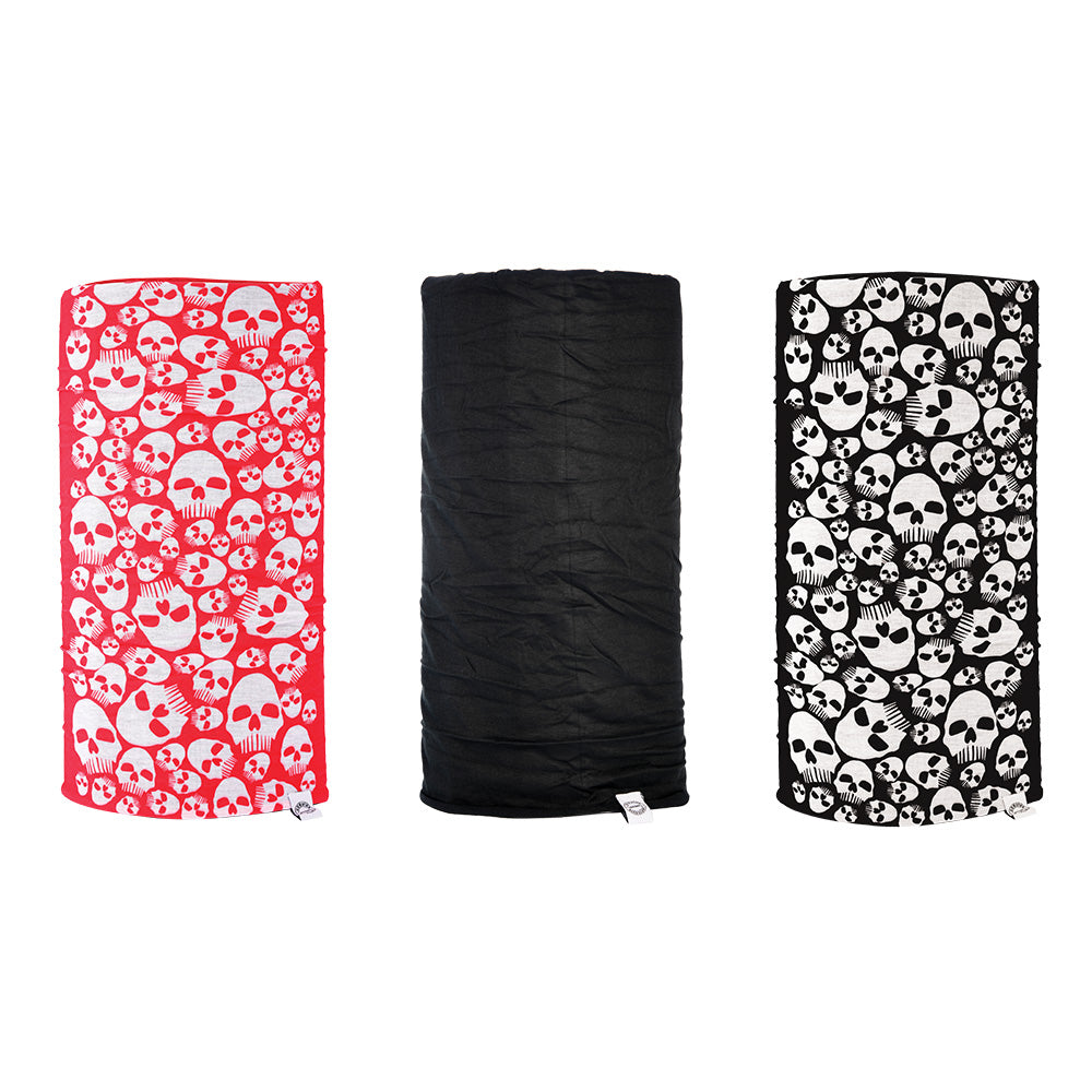 Oxford Comfy Neckwear Skulls Black / White / Red - Pack Of 3 (Image 2) - ThrottleChimp