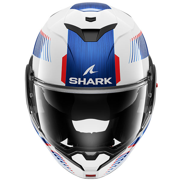 Shark OXO Flip Up Helmet Sikter White / Blue / Red FREE 1 YEAR Returns, FREE UK Delivery | ThrottleChimp