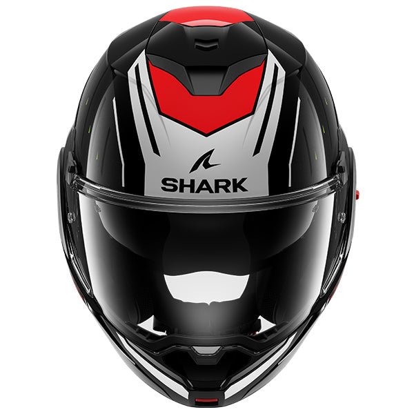 Shark OXO Flip Up Helmet Rydger Black / Silver / Red FREE 1 YEAR Returns, FREE UK Delivery | ThrottleChimp