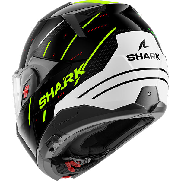 Shark OXO Flip Up Helmet Rydger Black / White / Fluo Yellow FREE 1 YEAR Returns, FREE UK Delivery | ThrottleChimp