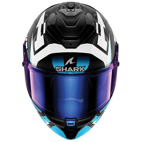 Shark Spartan GT PRO Carbon Full Face Helmet Zarco Carbon / White / Blue FREE 1 YEAR Returns, FREE UK Delivery | ThrottleChimp