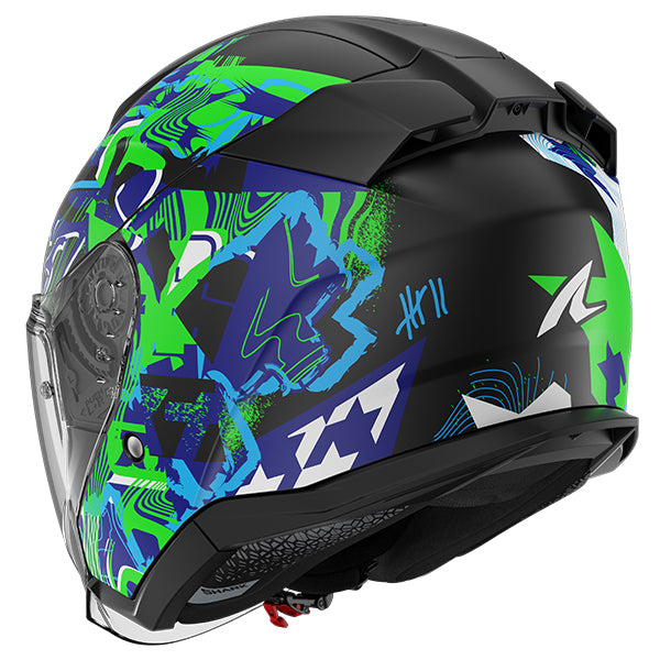 Shark Skwal Jet Open Face Helmet Pranz Black / Green / Blue FREE 1 YEAR Returns, FREE UK Delivery | ThrottleChimp