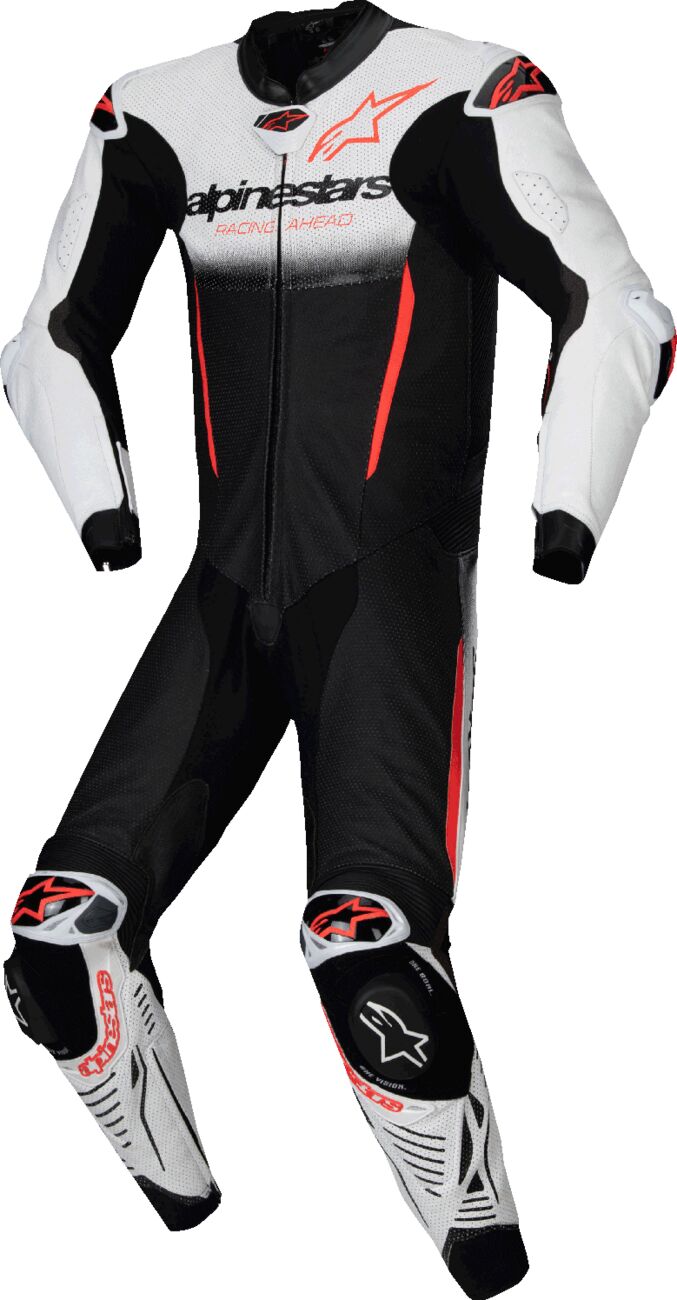 Alpinestars GP-R7 One Piece Leather Suit White / Black / Red FREE 1 Year Return, FREE UK Shipping | ThrottleChimp