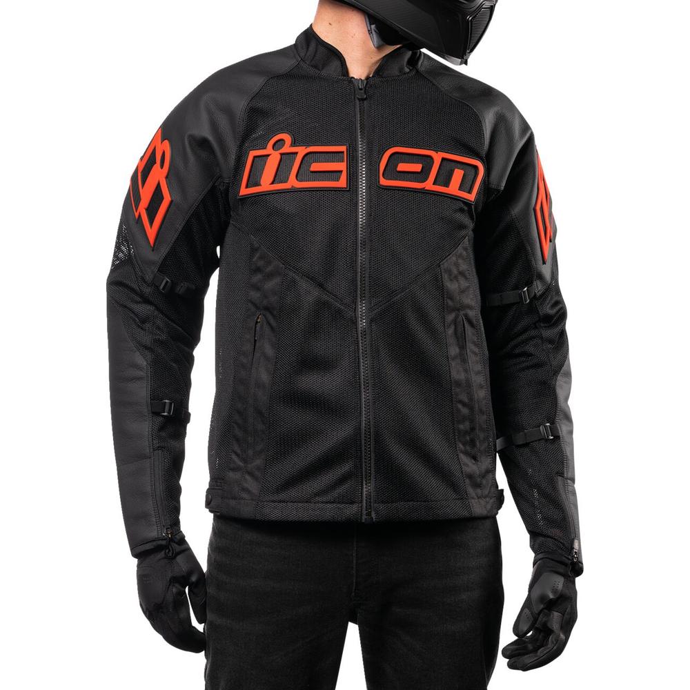 Icon Mesh AF CE Leather Jacket Black / Red