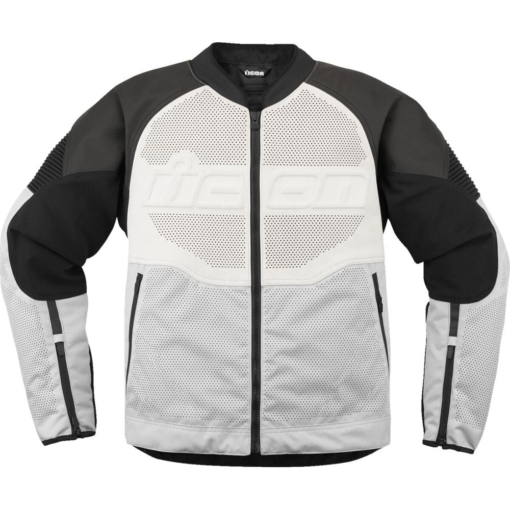 Icon Overlord 3 Leather Jacket Black / White