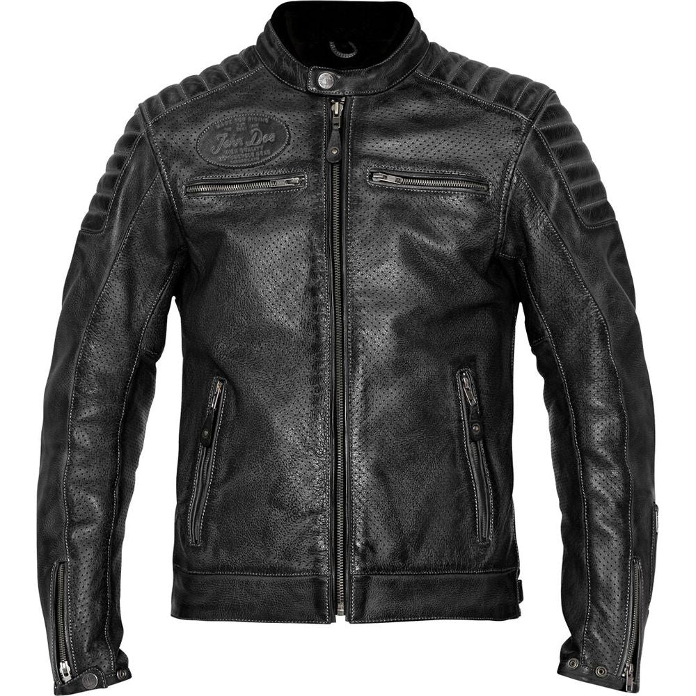 John Doe Storm Perforated Leather Jacket Black FREE 1 YEAR Returns, FREE UK Delivery | ThrottleChimp