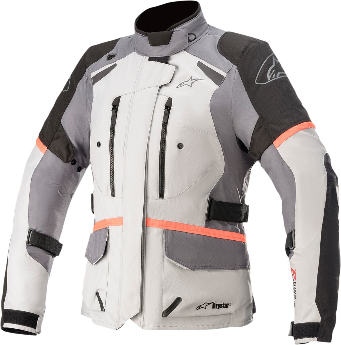 Alpinestars Stella Andes V3 Drystar Ladies Textile Jacket Coral / Dark Grey / Light Grey / Off-White FREE 1 Year Return, FREE UK Shipping | ThrottleChimp