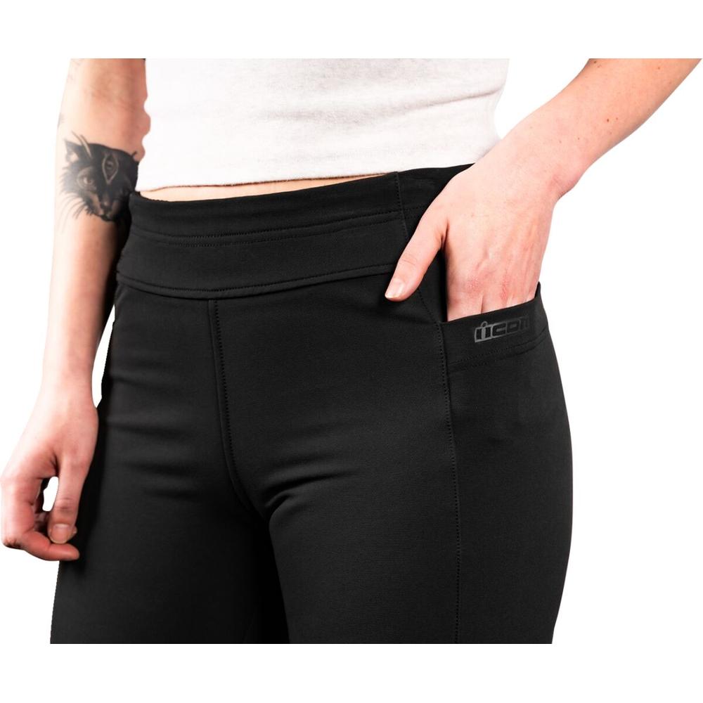 Icon Tuscadero Ladies Stretch Textile Trouser Black FREE 1 YEAR Returns, FREE UK Delivery | ThrottleChimp