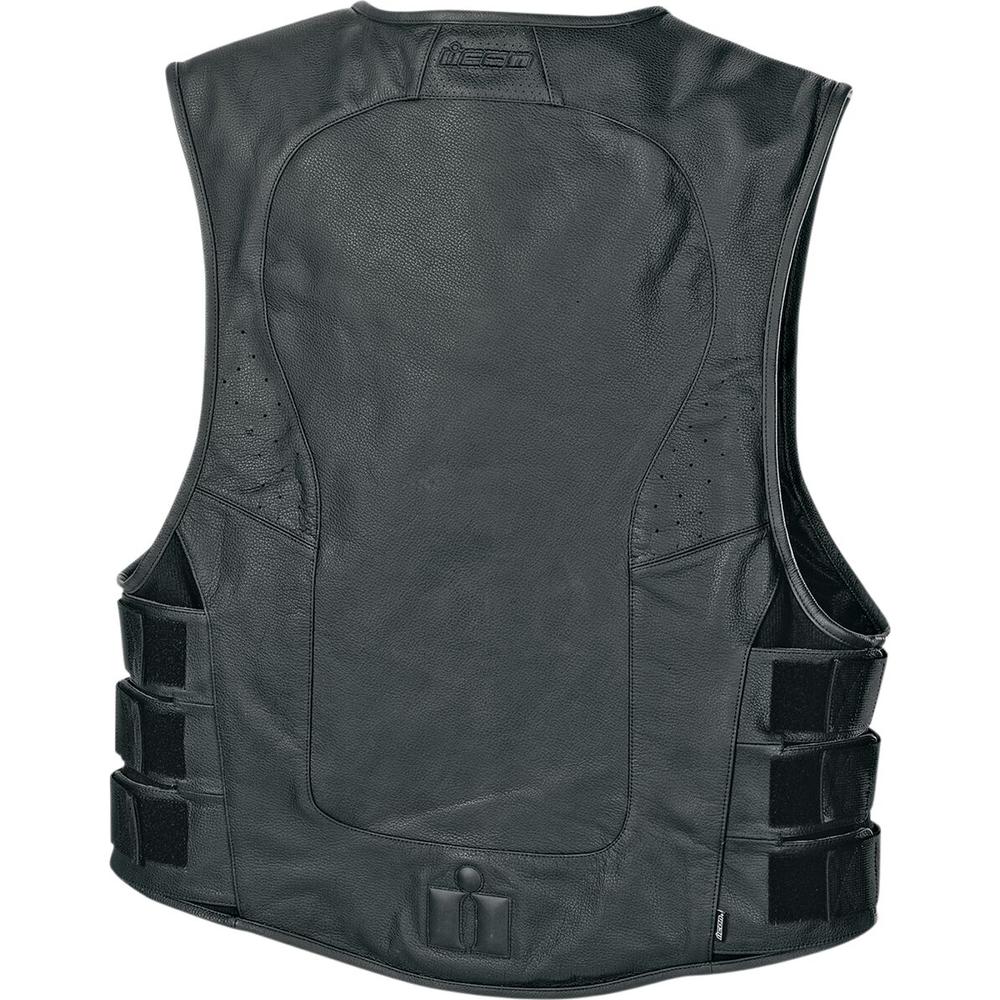 Icon Regulator D3O Stripped Leather Vest Black