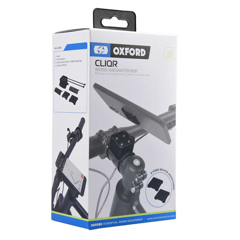 Oxford CLIQR Universal Handlebar Stem Mount Black (Image 2) - ThrottleChimp