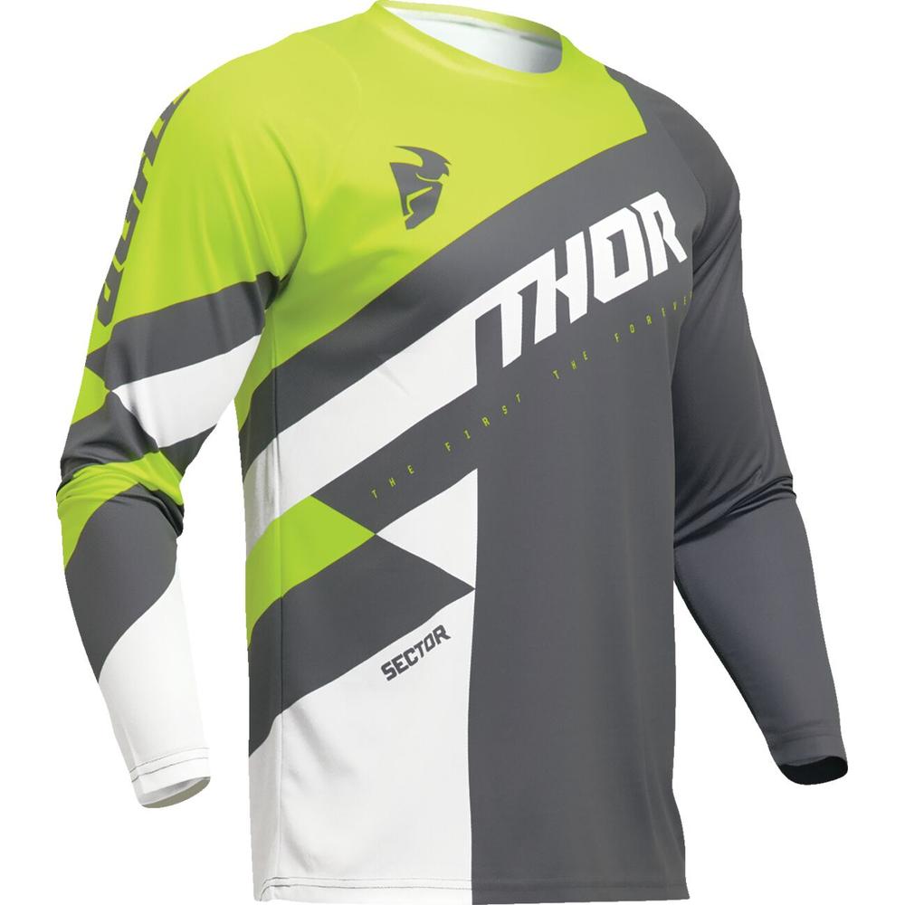 Thor Sector Checker Youth Jersey Grey / Green FREE 1 YEAR Returns, FREE UK Delivery | ThrottleChimp