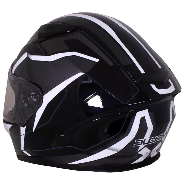 Duchinni D985 Full Face Helmet Black / White (Image 3) - ThrottleChimp