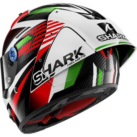 Shark Aeron-GP FIM Full Face Helmet Firstlap Carbon / Red / Green / White FREE 1 YEAR Returns, FREE UK Delivery | ThrottleChimp