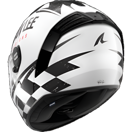 Shark x Troy Lee Designs Spartan RS Full Face Helmet Raceshop White / Black / Red (Image 3) - ThrottleChimp