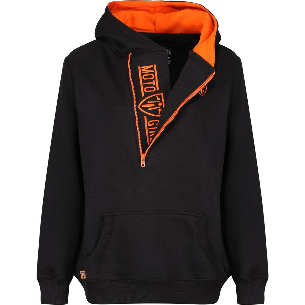 MotoGirl Helmet Ladies Hoodie Black / Orange - ThrottleChimp