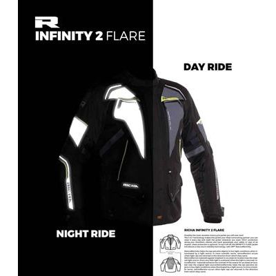 Richa Infinity 2 Flare Textile Jacket Black / Grey / Fluo Yellow (Image 3) - ThrottleChimp