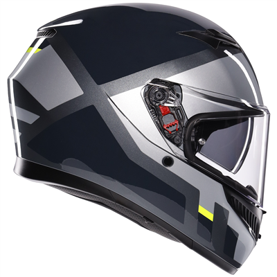 AGV K3 ECE 22.06 Shade Full Face Helmet Grey / Fluo Yellow (Image 3) - ThrottleChimp