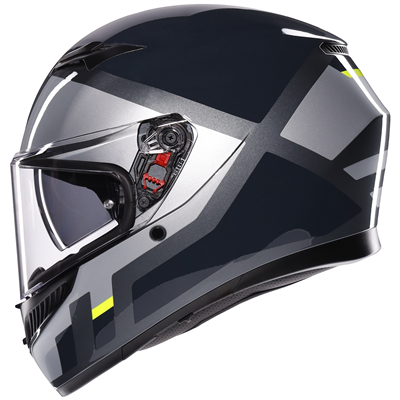 AGV K3 ECE 22.06 Shade Full Face Helmet Grey / Fluo Yellow (Image 4) - ThrottleChimp