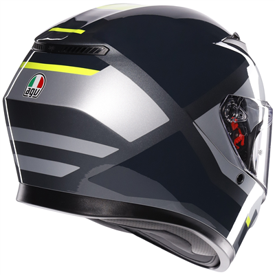 AGV K3 ECE 22.06 Shade Full Face Helmet Grey / Fluo Yellow (Image 6) - ThrottleChimp