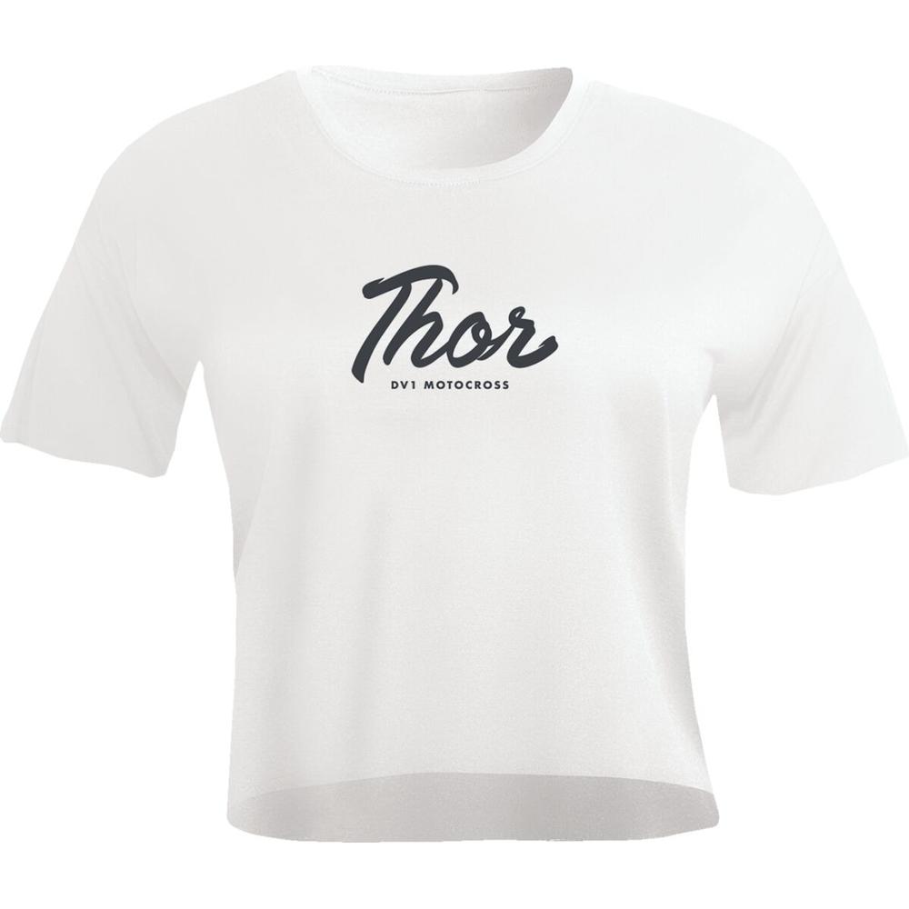 Thor Script Crop Ladies T-Shirt White FREE 1 YEAR Returns, FREE UK Delivery | ThrottleChimp