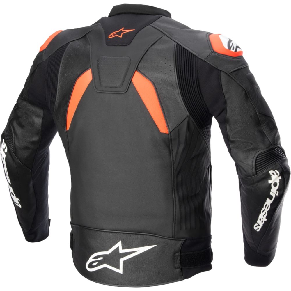 Alpinestars GP Plus V4 Leather Jacket Black / Fluo Red / White FREE 1 YEAR Returns, FREE UK Delivery | ThrottleChimp