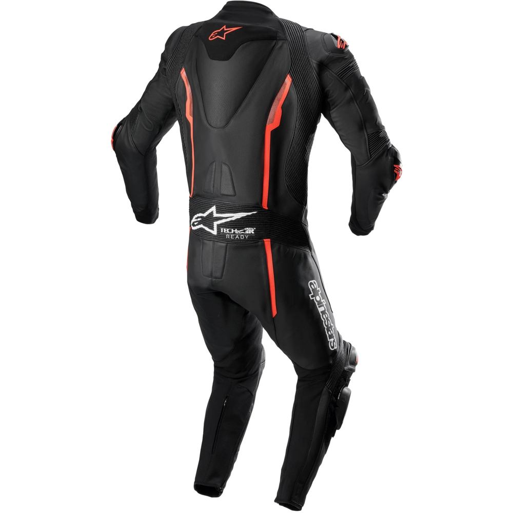 Alpinestars Missile V2 One Piece Leather Suit Black / Fluo Red FREE 1 YEAR Returns, FREE UK Delivery | ThrottleChimp